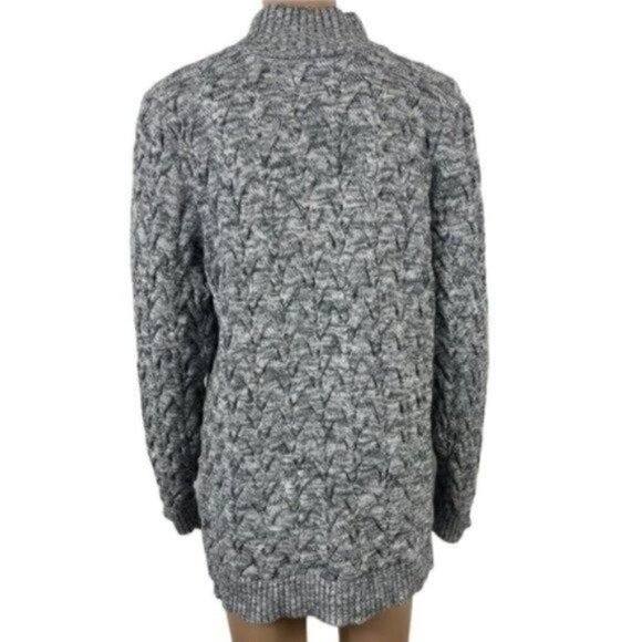 Lands’ End Drifter cable knit full zip gray sweater with pockets size L (14–16) - Picture 2 of 8